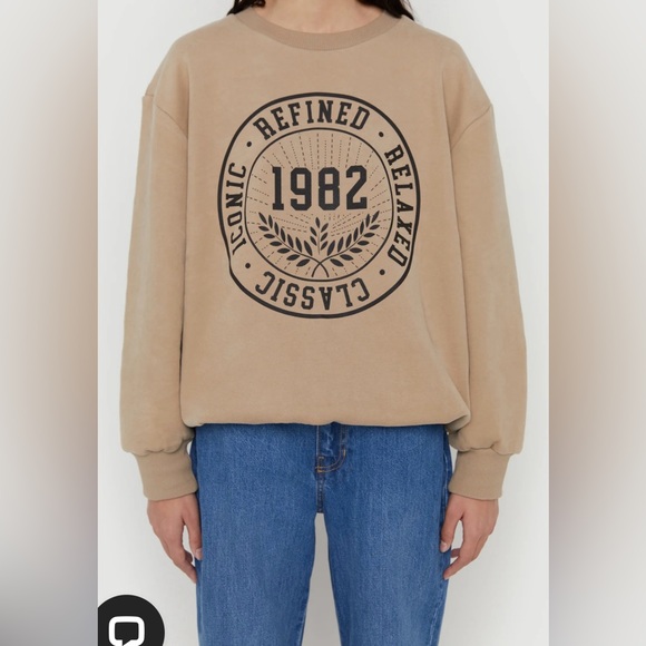 OAK + FORT Iconic 1982 Graphic Oversized Crewneck Size Small Black - Picture 6 of 13